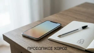 Κινητό τηλέφωνο και σημειωματάριο με μικρό σύμβολο λουκέτου
